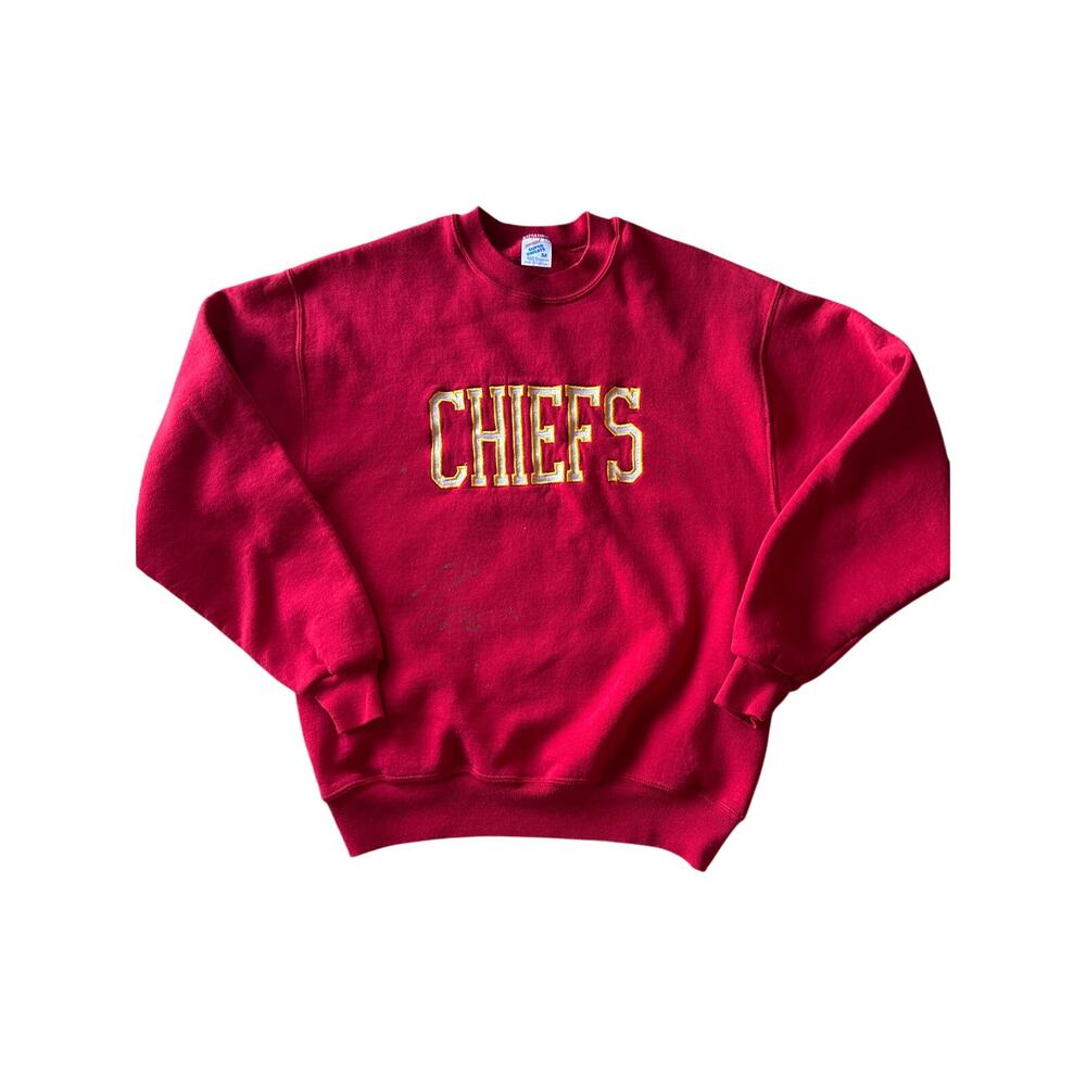 Vintage NFL Kansas City Chiefs M Red Embroidered USA Made Jerzees Crewneck